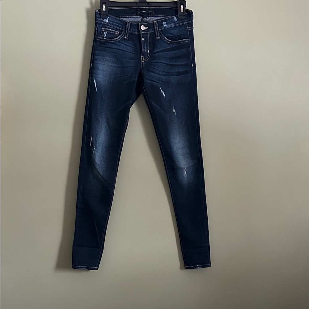 Flying Monkey Platinum Women's Distressed Dark Blue Skinny Jeans